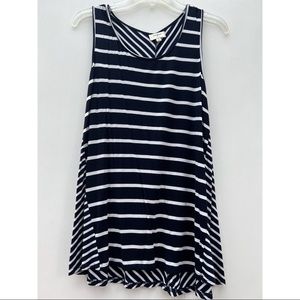 Umgee Striped Navy and White Mixed Print Sleeveless Oversized Tank Top